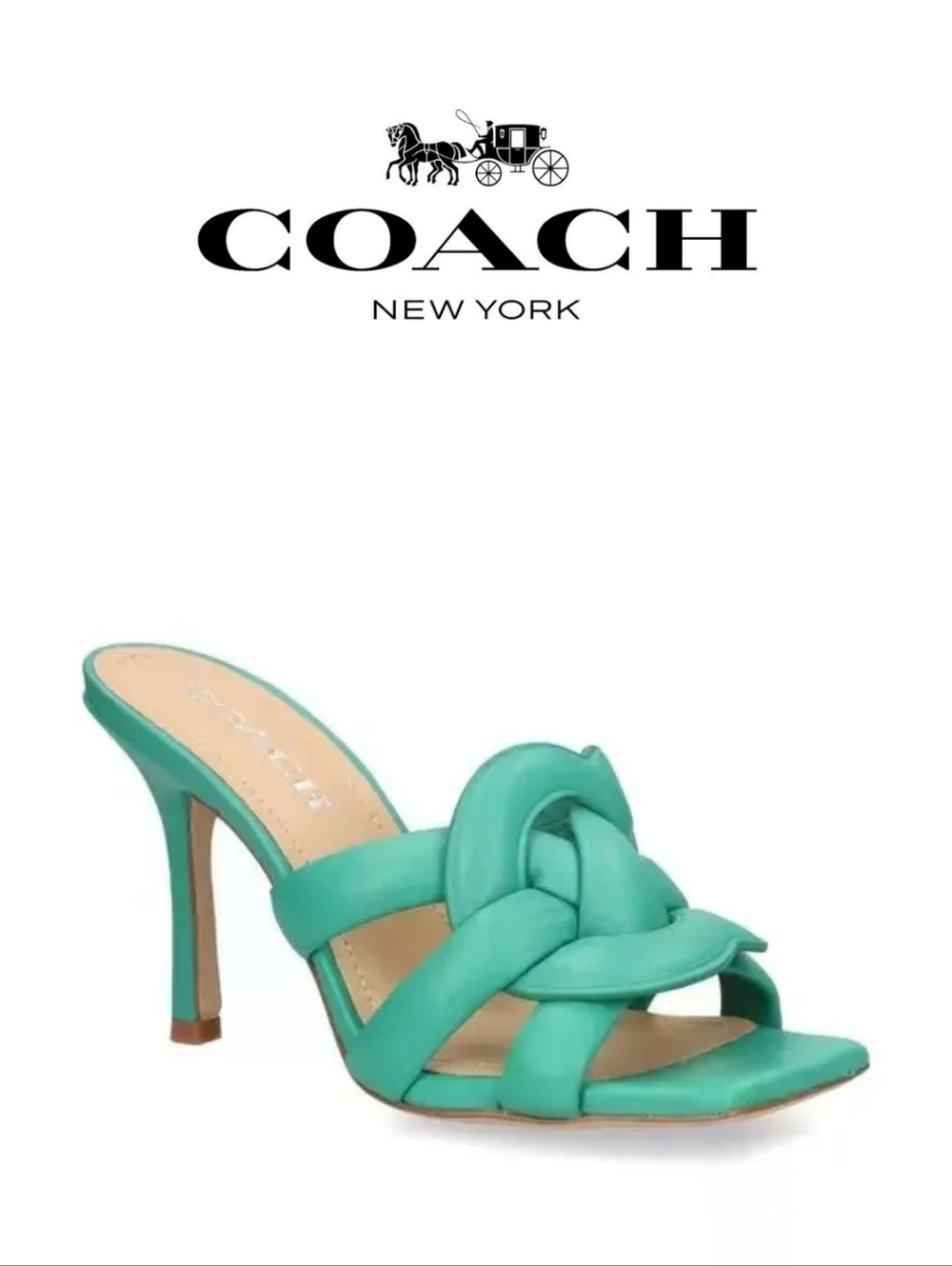 Coach Kellie Leather Sandal Bright Green 6.5 B (M) - Picture 2 of 4